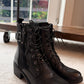 BLACK LACE BOOTS with BLOCK HEEL