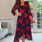 BLACK POPPY WRAP MIDI DRESS