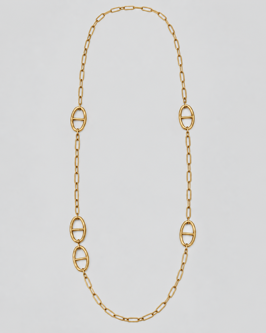 Long Gold Horsebit Pendant Necklace