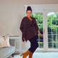 BROWN BELTED WOOL CAPE