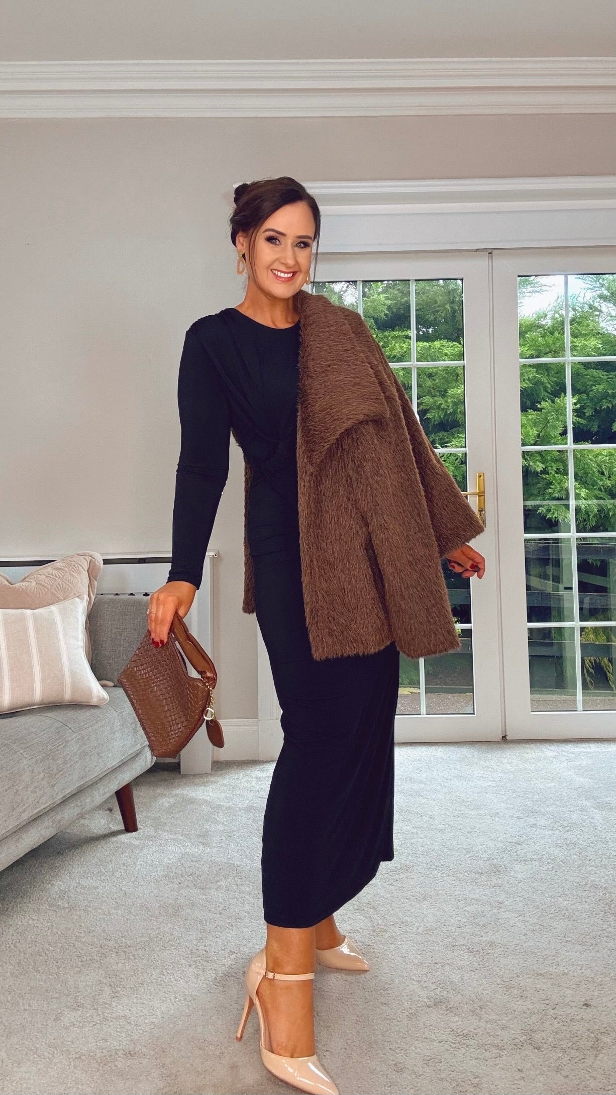 BLACK SPECIAL OCCASION DRAPE MAXI DRESS