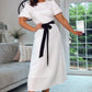 WHITE MIDI ALINE DRESS WITH 2 COORDINATING BELTS