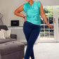 AQUA COWL NECK SLEEVELESS BLOUSE