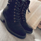 BLACK LACE BOOTS with BLOCK HEEL