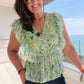 GREEN PATTERN PEPLUM BLOUSE