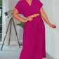 MAGENTA BATWING DRESS WITH WOVEN BELT