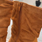 TAN BLOCK HEEL SUEDETTE BOOTS