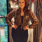 LEOPARD PRINT BLOUSE with exaggerated shoulder