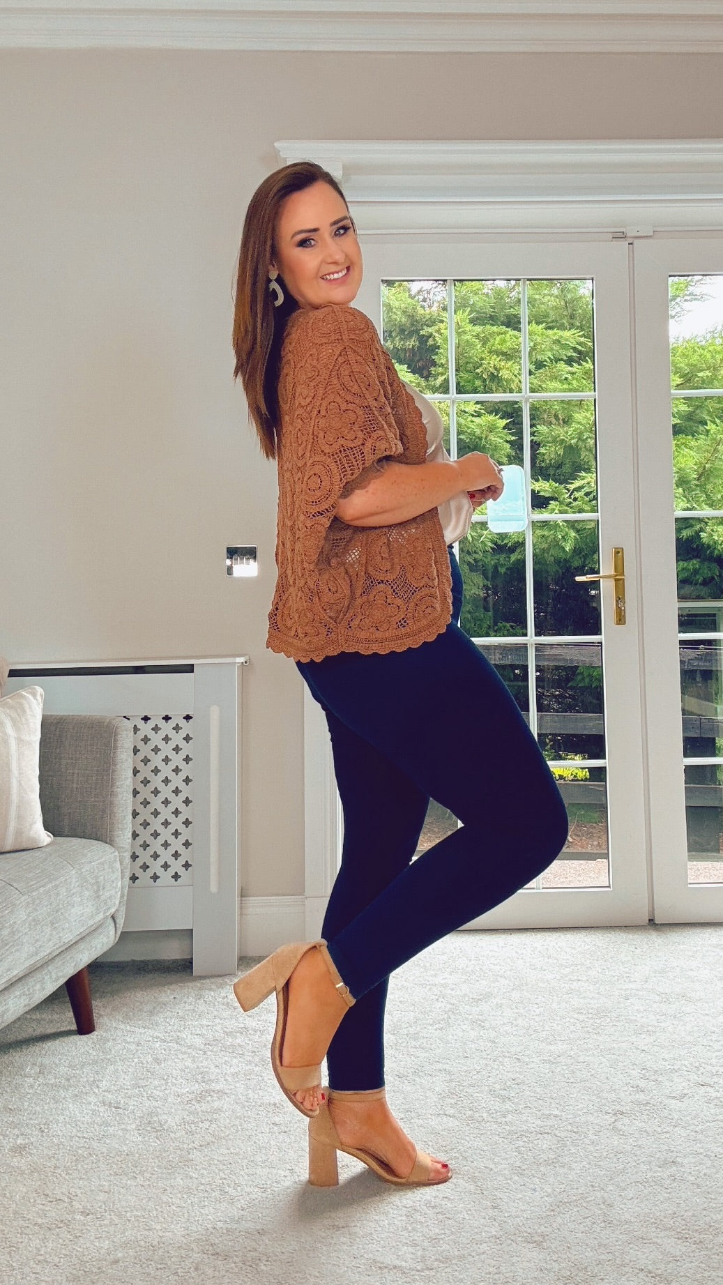 BROWN CROCHET CARDIGAN