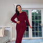BURGUNDY LONG JUMPER DRESS with belt