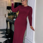 BURGUNDY SPECIAL OCCASION DRAPE MAXI DRESS