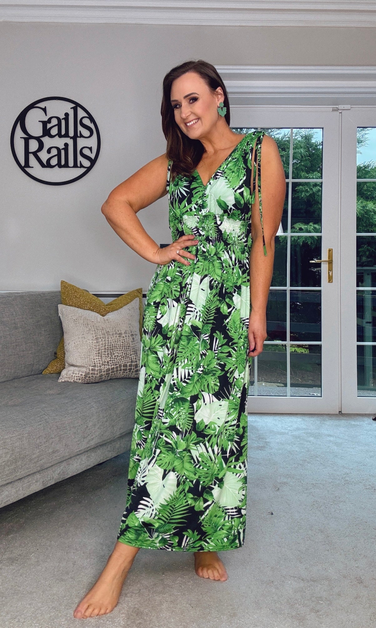 GREEN TROPICAL PRINT MAXI