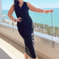 SENSS BLACK RIBBED MAXI DRESS