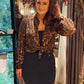 LEOPARD PRINT BLOUSE with exaggerated shoulder