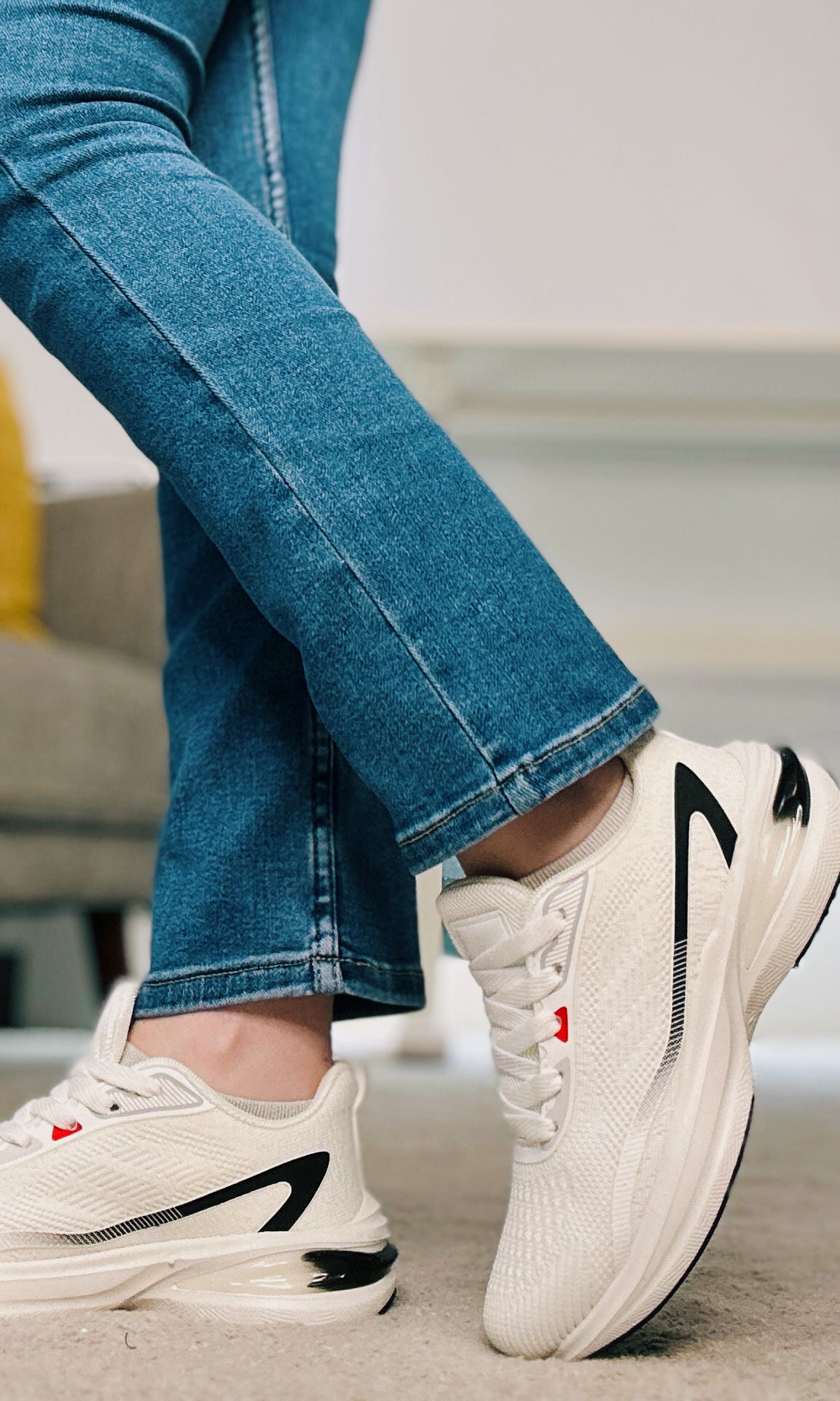 WHITE TRAINER WITH bLACK  STRIPE