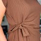 BROWN SIDE TIE DETAILED BLOUSE
