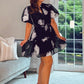 BLACK DRESS with EMBROIDERED WHITE DETAIL