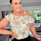 CREAM FLORAL ONE SHOULDER FRILL DETAIL BODYSUIT