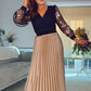 CHAMPAGNE SATIN PLEATED SKIRT