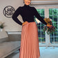 PINK SATIN PLEATED SKIRT