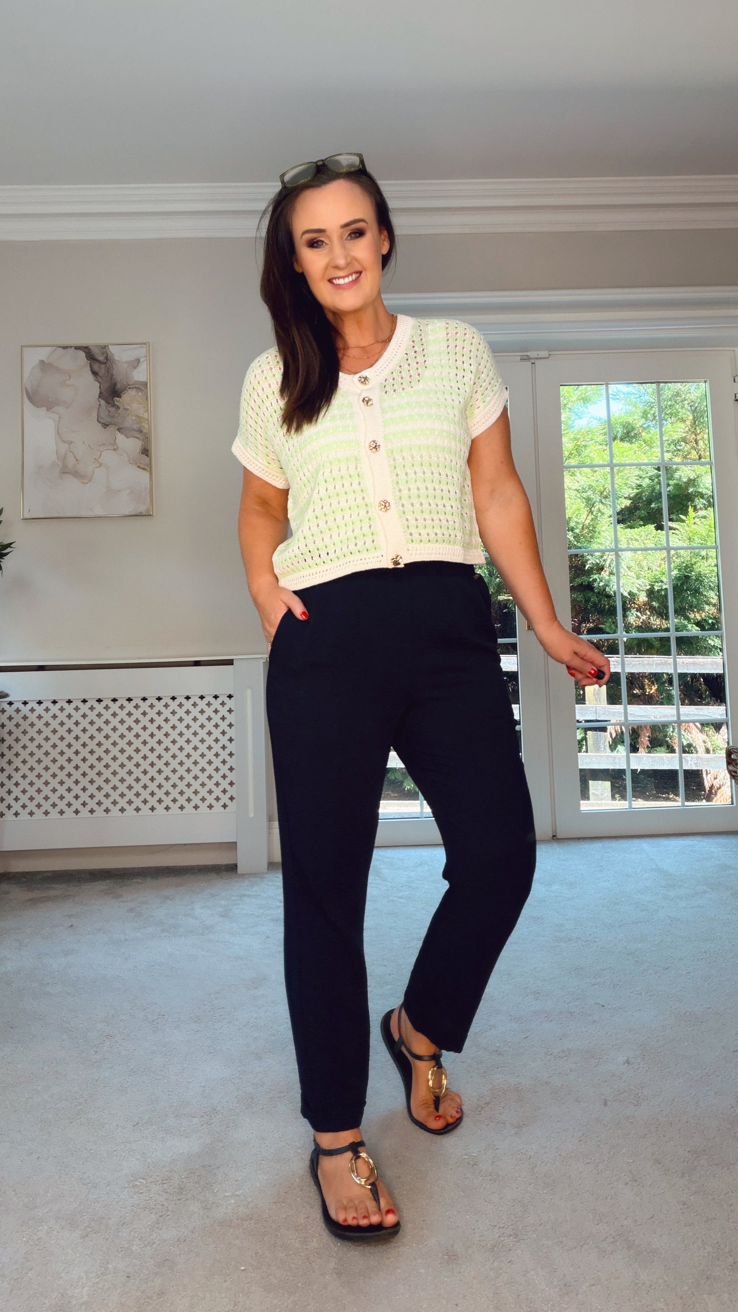MINT GREEN STRIPE CARDIGAN