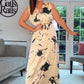 CREAM/BLACK PRINT MAXI DRESS WITH BELT