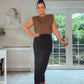 BROWN PADDED SHOULDER TSHIRT