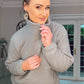 GREY OVERSIZED FLEECE HALF ZIP