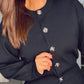 BLACK CARDIGAN with Silver Rose buttons