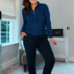 NAVY KNIT ZIP TOP