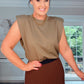 KHAKI GREEN PADDED SHOULDER TSHIRT