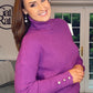 PURPLE CASHMERE MIX POLO NECK with pearl cuff detail