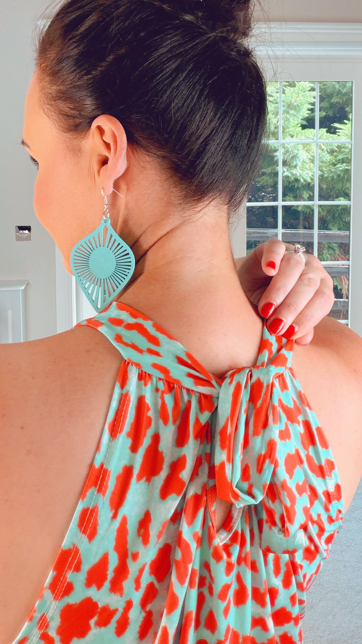 BLUE AND ORANGE LEOPARD PRINT TOP