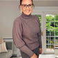 TAUPE BALOON SLEEVE POLONECK QUALITY KNIT JUMPER