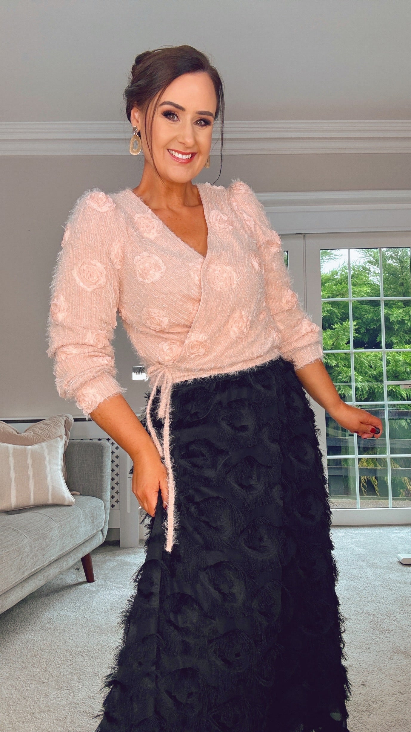 PINK TEXTURED WRAP TOP