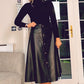 BLACK LEATHERETTE ALINE SKIRT