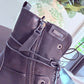 BLACK LACE UP BIKER BOOTS