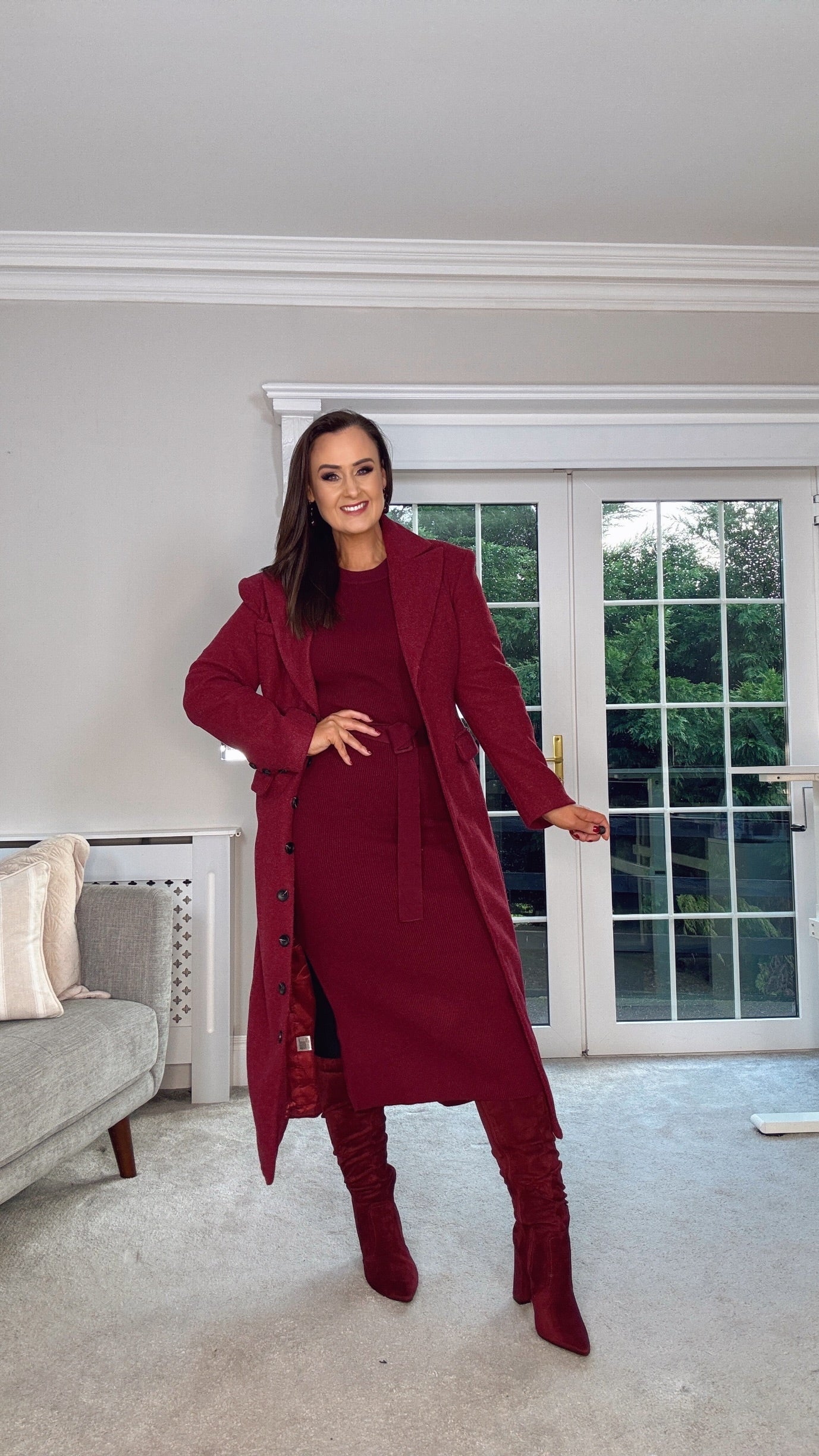 BURGUNDY LONG WINTER COAT
