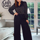 BLACK CHRISTY WIDE LEG PLEATED TROUSERS