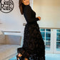 BLACK FRINGE / FEATHER MAXI SKIRT