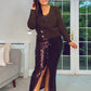 BROWN SEQUIN MIDI STRETCH SKIRT