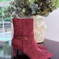 BURGUNDY BUCKLE ANKLE BOOTS