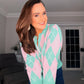 TURQUOISE & PINK CHECK CARDIGAN