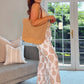 BEIGE PATTERN WIDE LEG SUMMER TROUSERS