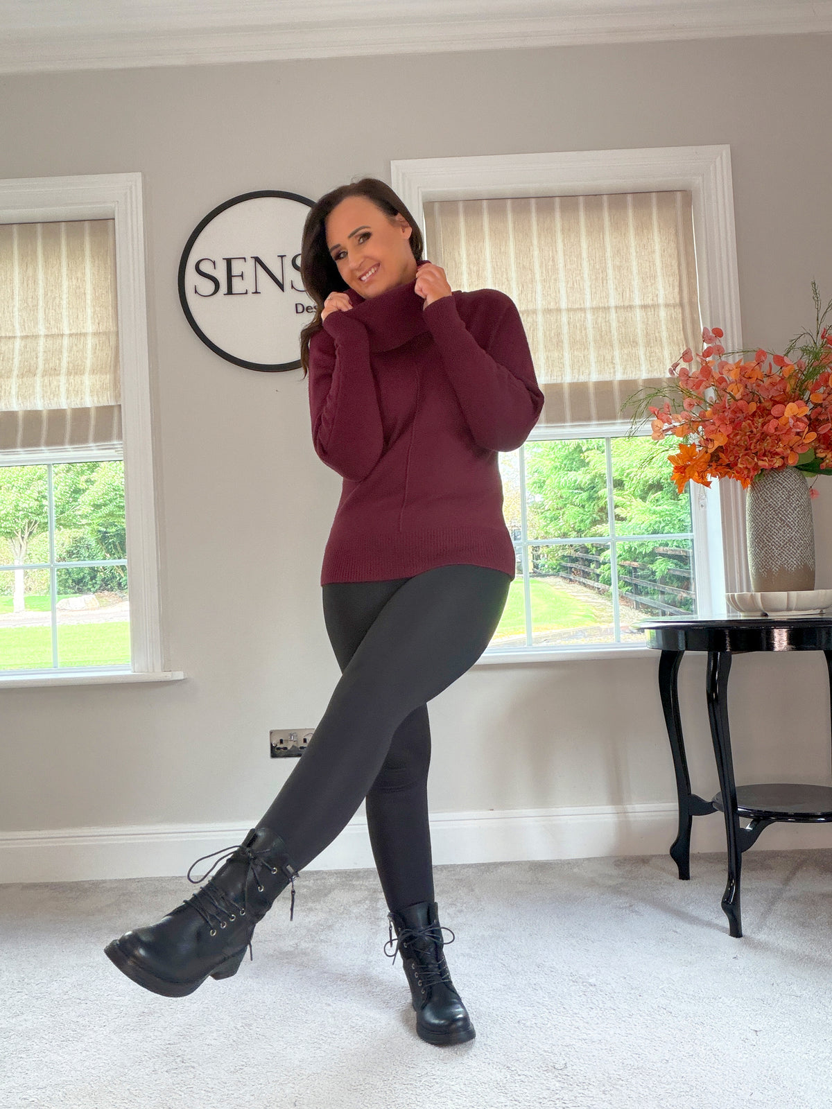 BURGUNDY COWL NECK JUMPER