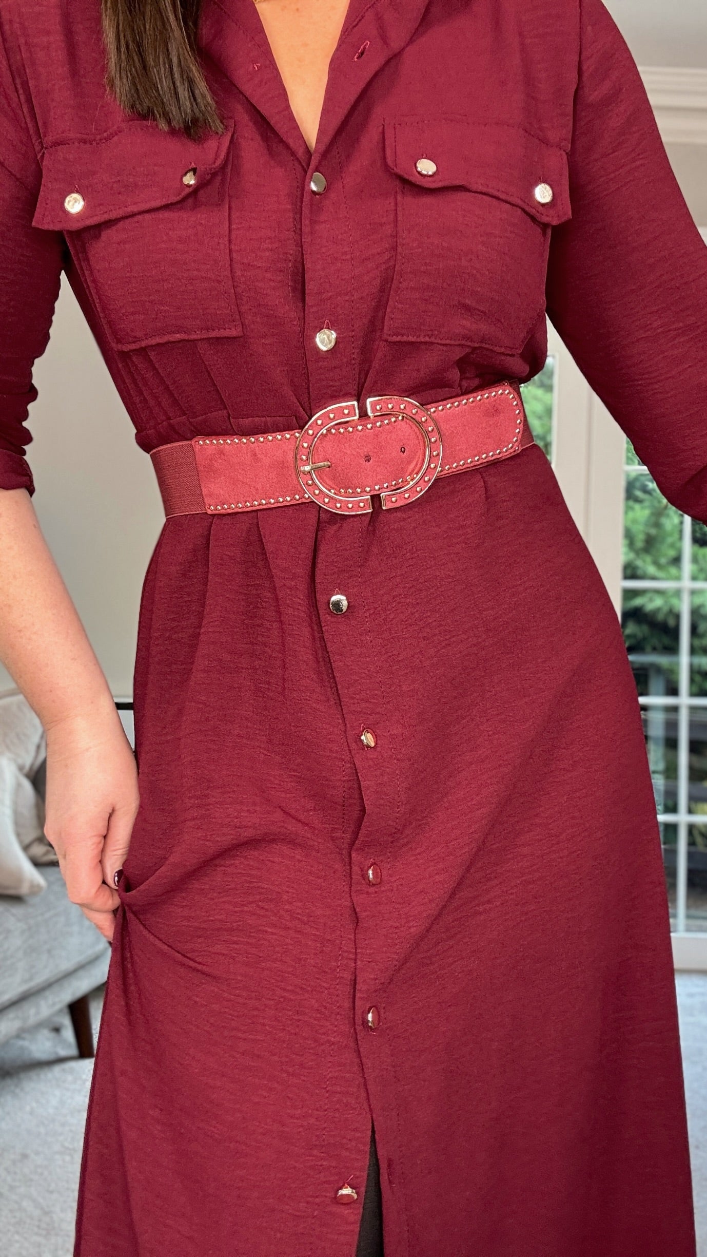 BURGUNDY STRETCH BELT