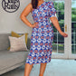 BLUE & ORANGE PATTERN ONE SHOULDER DRESS