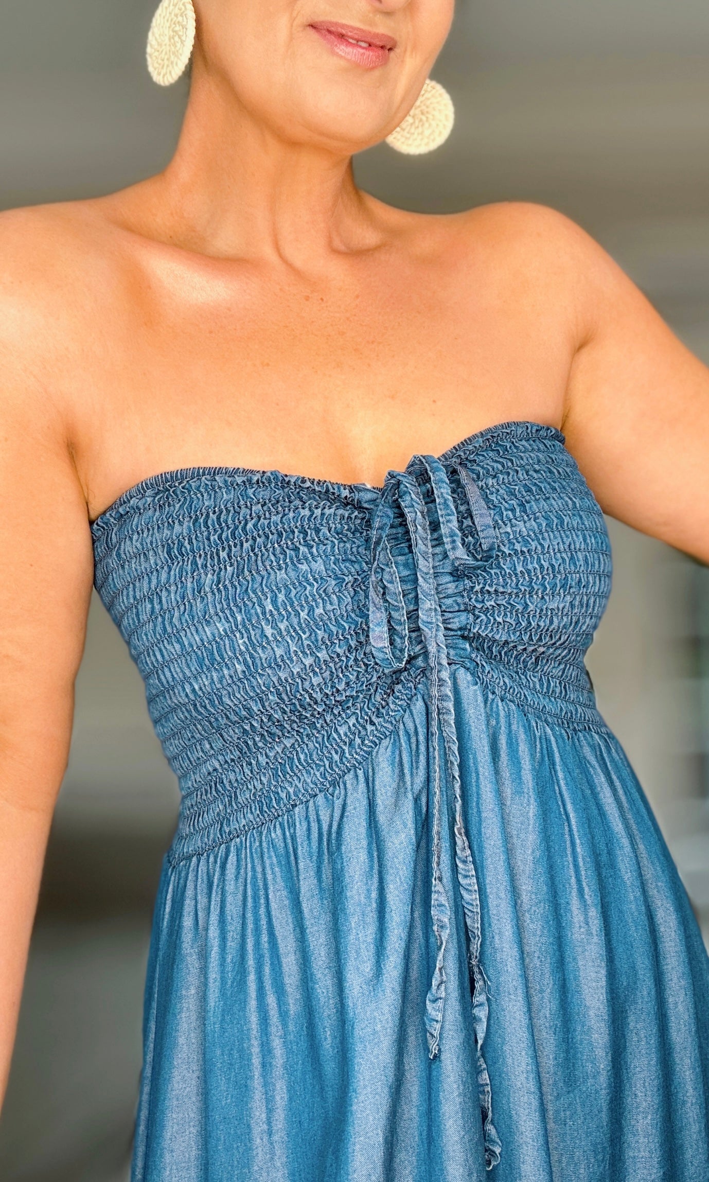 BARDOT DENIM SUMMER MAXI DRESS