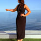SENSS BLACK RIBBED MAXI DRESS