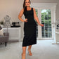BLACK FEELOOK RIBBED KNIT A-Line Dress